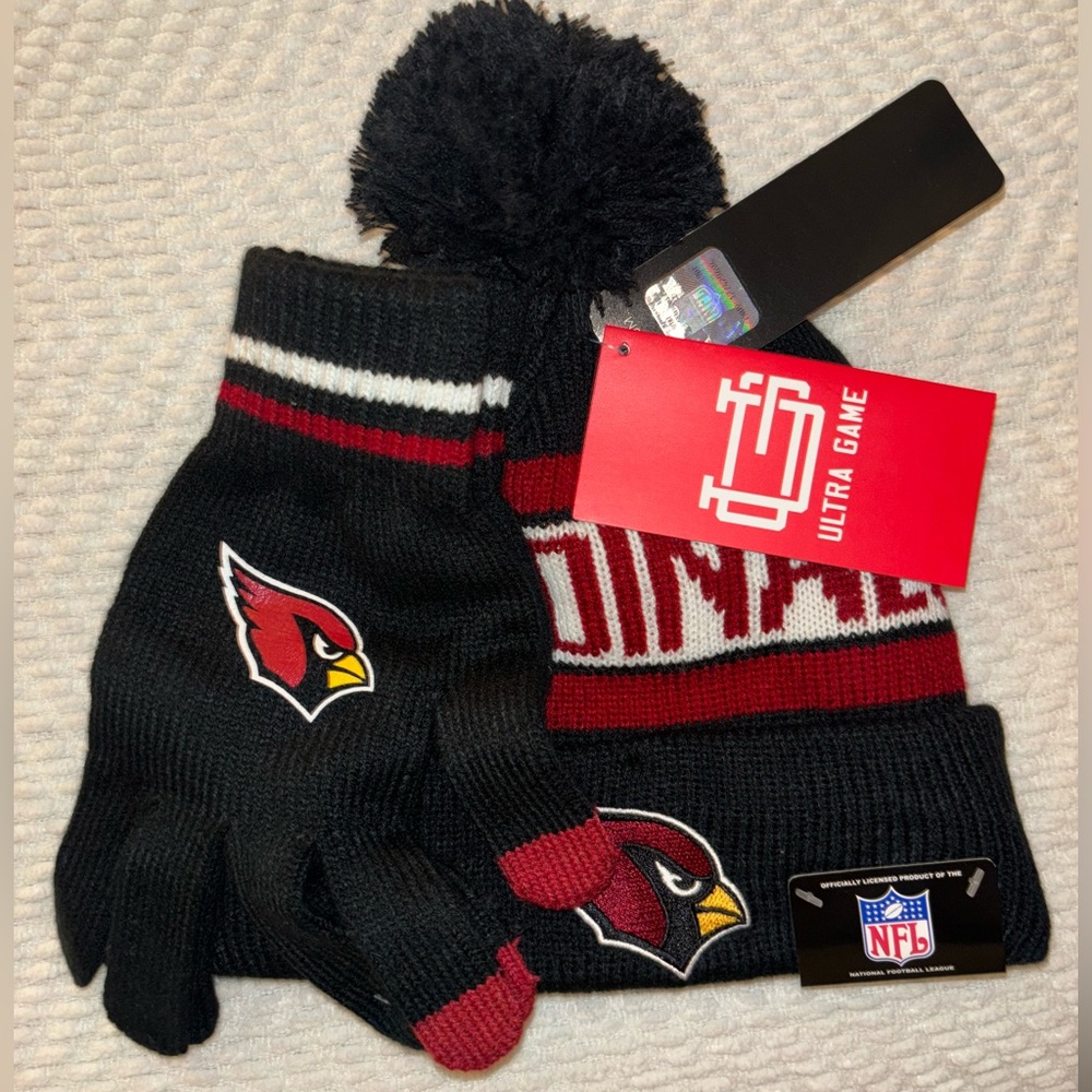 2 Sets of Arizona Cardinals Beanie, Gloves, Scarf